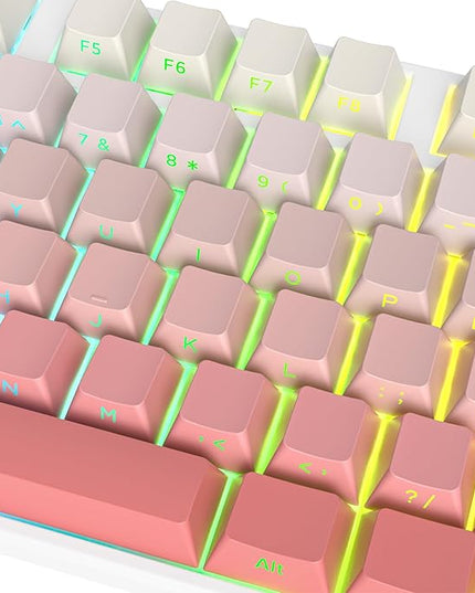 Cherry Profile Side Printed PBT Keycaps, 135 Key Minimalist Double Shot Shine Through Custom Keycap, Gradient Key Cap for Cherry MX Switches Mechanical Keyboard (Pink/Side Print)