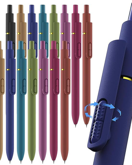 Hiacry 16 Pcs Gel Ink Pens, 0.7mm Fine Point for Smooth Writing Journaling Aesthetic Pens, Black Quick-Dry Long Lasting Fidge Pens, Cute School Office Supplies Gifts for Women （Vintage -Black Ink）