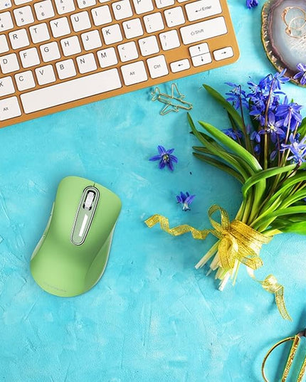 memzuoix 2.4G Wireless Mouse, 1400 DPI Mobile Optical Cordless Mouse with USB Receiver, Portable Computer Mice for Laptop, PC, Desktop, MacBook, 5 Buttons (Mint Green)