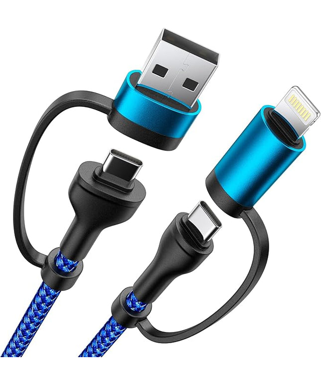 XUDUO 4 in 1 Charging Cable Fast USB C Cable Type C Charger 60W Lightning Cable Adapter USB C to USB C Cable for iPad Charger Fast Multi Charging Cord Fits iPhone 17 16 15/15 Pro/15 Plus/14 Pro Max
