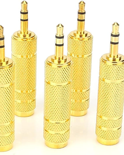 SiYear (5 Pack 3.5mm 1/8" Male Plug TRS to 6.35mm 1/4" Female Stereo Jack Adaptor-Gold Plated Converte,for Audio Earphone,Headphones ect