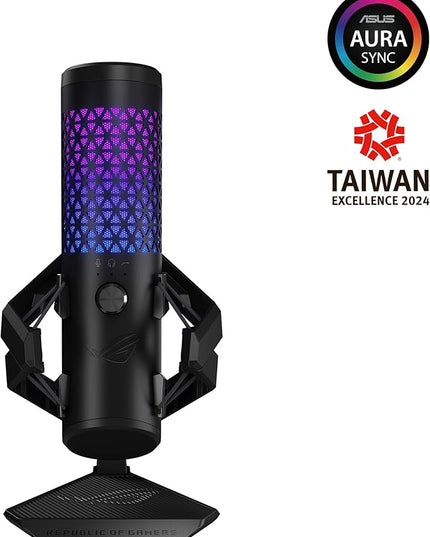 ASUS ROG Carnyx USB Gaming Microphone (25mm Condenser Capsule, 192kHz/24-bit, Cardioid, high-Pass Filter, Built-in pop Filter, Metal Shock Mount, one-Touch Mute, USB, Aura Sync RGB)- Black