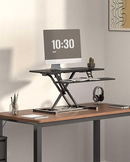 FLEXISPOT 36-inch Standing Desk Converter Height Adjustable Sit to Stand Up Workstation, Dual Monitor and Laptop Riser with Wide Keyboard Tray, Black