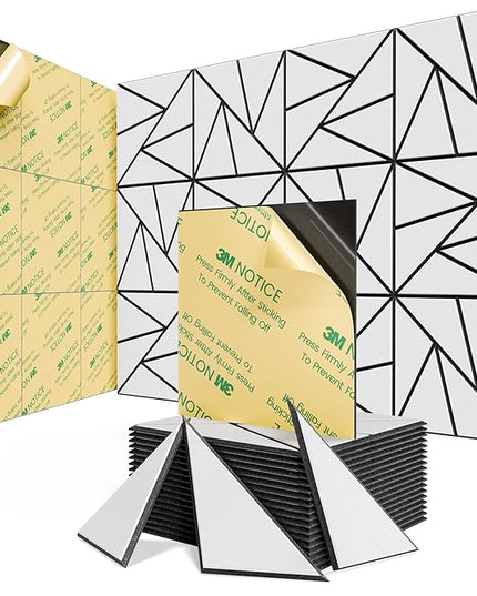 22 pack Acoustic Panels With Self-Adhesive, 12"X 12"X 0.4"Sound Proof Foam Panels, Sound Panels High Density, Soundproof Wall Panels for Home Studio Office- BlackBase + WhiteFace V1