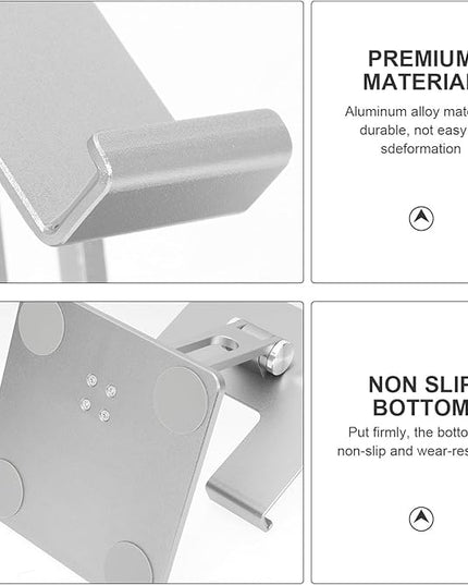 NOLITOY Foldable Aluminum Laptop Bracket and Tablet Stand Portable Height Adjustable Holder for Desk and Travel Silver Gray