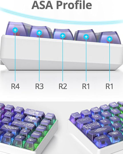 Guffercty kred Pudding PBT Keycaps for 75 Percent Keyboard, 120-Keys Transparent Keycaps ASA Profile Custom Replacement Key Caps US Layout for 60 68 82 87 104 Mechanical Keyboard (Lotus Pond)