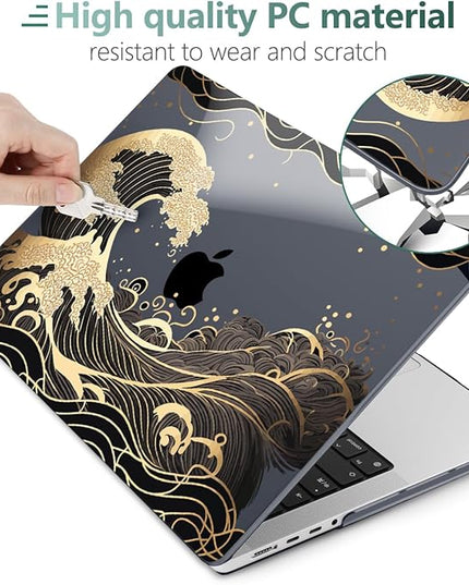 DONGKE Case for M5 MacBook Pro 14 inch 2025 2024-2021 M4 M3 M2 M1, Plastic Hard Shell Cover Compatible with A3434 A3112 A3401 A3185 A2992 A2779 A2442, Retina XDR Display & Touch ID, Golden Wave