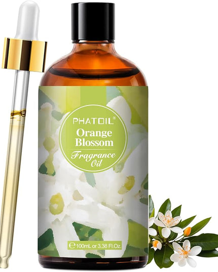 100ML/3.38fl.oz Orange Blossom Fragrance Oils, PHATOIL Orange Blossom Oil for Diffuser, Humidifier, Scented Oils for DIY Soap, Candle Making with Premium Glass Dropper