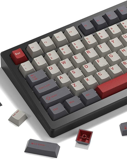 Womier Double Shot PBT Keycaps Set 138 Keys, Cherry Profile Custom Keycaps 60 65 75 100 Percent for 61/64/68/84/87/100/104/108 Retro Gaming Mechanical Keyboard, Purple Gray