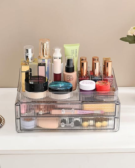ZHIAI stackable storage drawers, acrylic storage rack, cosmetics and beauty products organizer, suitable for makeup room, bathroom, pantry, home bedroom storage