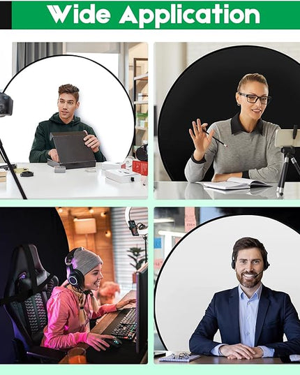 Portable Black White Screen Chair, 57 in Greenscreen Backdrop with Stand Double Sided Foldable Green Background, Chroma Key, for Photography Streaming Gaming Photo Zoom Video Chats and Meeting