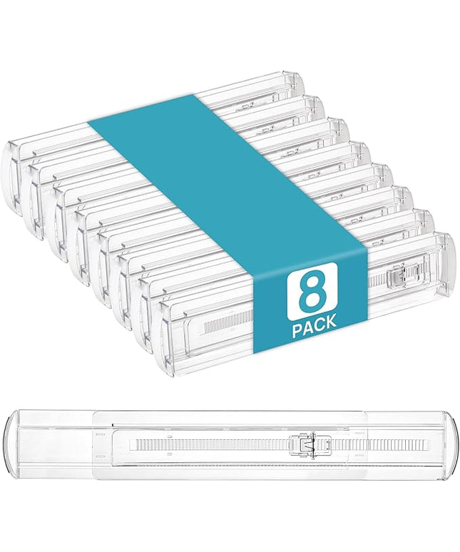 Vtopmart 8 Pack Shallow Drawer Dividers, 2.36" High 12.67"-21.14" Adjustable Expandable Kitchen Drawer Organizer, Clear Plastic Organizer Separators for Flatware, Utensil, Cutlery, Underwear, Clothes