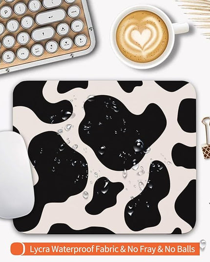 Square Mouse Pad Black Cow Print,Personalized Premium-Textured Custom Mouse Mat Design,Washable Mousepad Cloth,Non-Slip Rubber Base Computer Mouse Pads for Wireless Mouse
