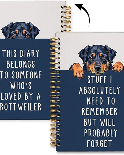 LIANGW Funny Rottweiler Gifts Spiral Notebook Journal, Pet Dog Mom Lovers Owner Gifts Journal for Writing, Forgetful Rottweiler Gift for Women, Dog School Office Stuff Supplies, 5.5x8.3 Inch