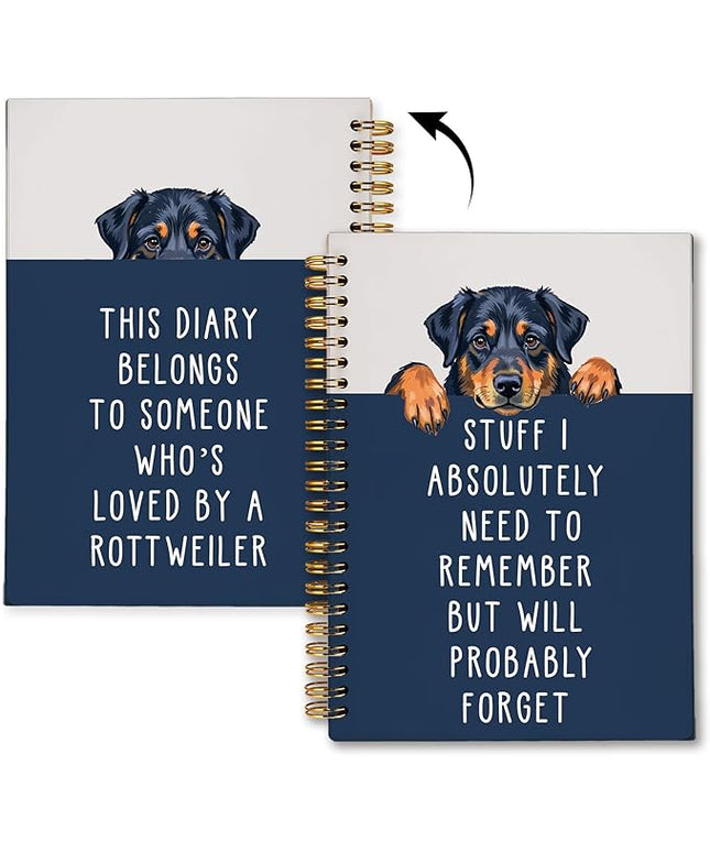 LIANGW Funny Rottweiler Gifts Spiral Notebook Journal, Pet Dog Mom Lovers Owner Gifts Journal for Writing, Forgetful Rottweiler Gift for Women, Dog School Office Stuff Supplies, 5.5x8.3 Inch