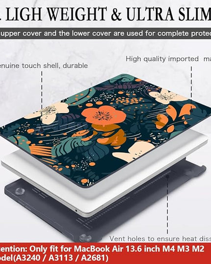 CISSOOK Compatible with MacBook Air 13.6 inch Case 2025 2024 2023 2022 Release M4 M3 M2 Chip, Plastic Flowers Hard Shell Keyboard Cover for MacBook Air 13.6 inch Case A3240 A3113 A2681, Little Flower