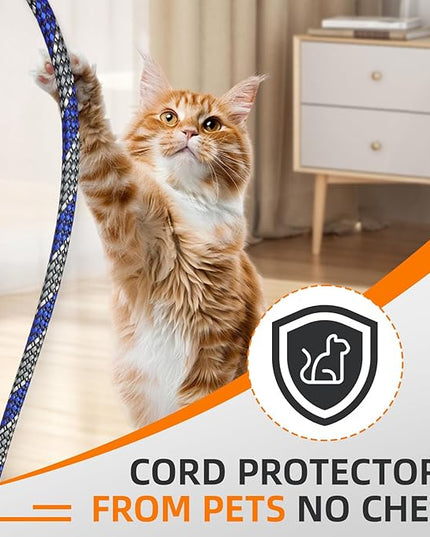 Braided Expandable Cable Sleeve, 25ft PP Cotton and PET Braided Cable Management, Flexible Mesh Wire Loom and Cable Protector for TV, Computer, Home Theater, Automotive (Blue White Grey, 1/8")