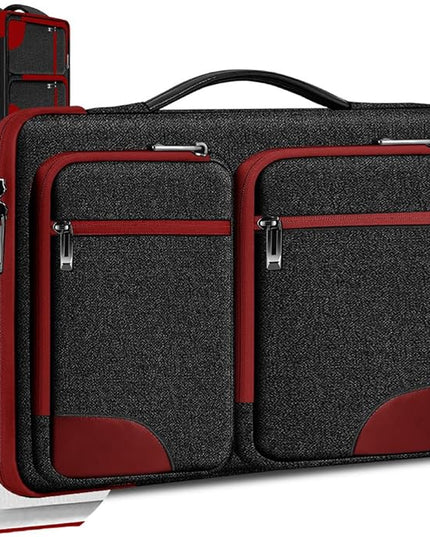 Hseok Laptop Case 15 15.6 16 inch Sleeve with Handle and Hidden Strap,Compatible with MacBook Pro 15.4 16, 360° Protective PC Briefcase with 4 Pockets for Laptop Accessory,Easy to Carrying,Red