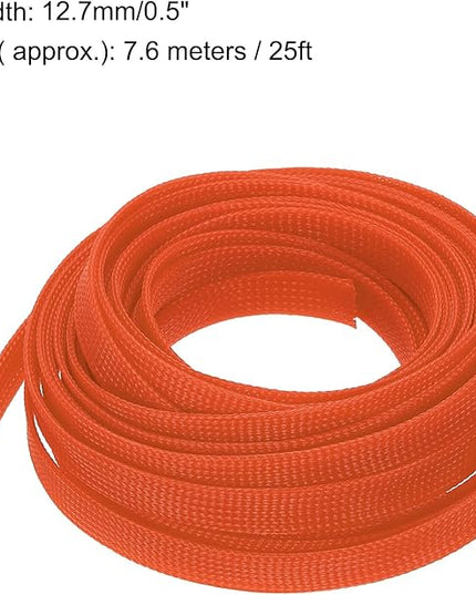 uxcell PET Expandable Sleeving 25ft 1/2" Orange Cable Management Sleeve Cord Organizer for Wrap Protect Cable