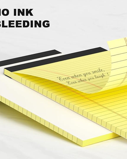 AILZFEI 6pcs Small Note Pad 5x8 College Ruled Legal Pads Paper Notepads 6 Pack Study Back Writing Pads 5 x 8 Legal Pads Perforated Narrow Ruled Pads of Paper Yellow