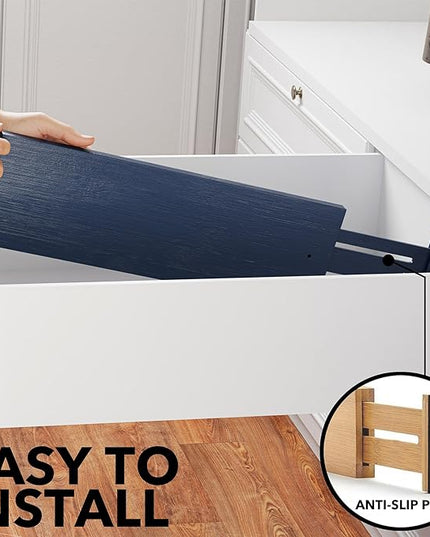 SpaceAid Bamboo 4 Pack Dresser Drawer Dividers, 4.65“ High Adjustable 17“-22” Drawer Organizers, Expandable Organization for Clothing, Clothes, Dressers, Navy Blue