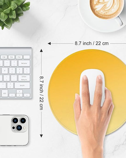 ITNRSIIET Mouse Pad Non-Slip Rubber Base Smooth Surface Stitched Edges Waterproof Durable Compatible with All Mice for Office & Gaming, Desk Accessory, Diameter 8.7 inch, Yellow Gradient