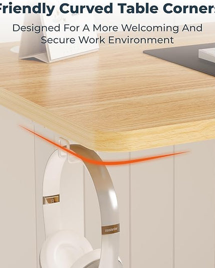Adjustable Stand Up Desk with Memory Preset, 55 x 24 Inch Standing Desks Electric Desk for Home Office with Splice Board (Maple)