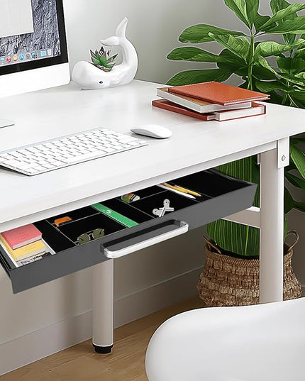 21.5" Under Desk Storage Drawer, Black Sliding Pull-Out Drawer for Sit Stand Workstation