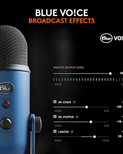 Logitech Creators Blue Yeti USB Microphone for Gaming, Streaming, Podcast, YouTube, Discord, PC, Studio Sound, Plug & Play-Midnight Blue