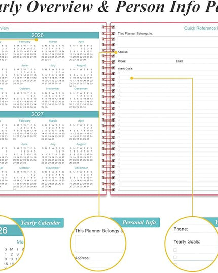 Daily Planner 2026 Full Page Per Day- 2026 Daily & Monthly Planner from January 2026 to December 2026, Day Planner 2026 with 12 Months Tabs, 8.5" x 11", Pink