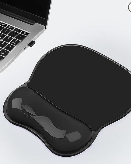 Gel Wrist Rest for Mouse,Ergonomic Mousepad with Clear Cushioned Palm Rest,Gel Mouse Pad with Wrist Support,Small Desk Mat,Office Desk Work Accessories for Women,Carpal Tunnel Relief (B-Black)