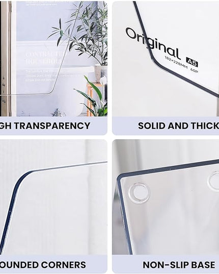 Vertical Magazine File Holder, Clear File Organizer Desk Organizer and Storage Bins Holding for Magazines, Binders, Notebooks, Envelopes, Plastic Office Organization and Storage for Desk, 4 pack