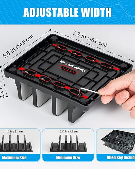 Ryvlan Vertical Laptop Stand, 3 Slot Adjustable Laptop Storage Rack and Desk Organizer, Silicone-Padded Holder for Multiple Devices Storage, Compatible Stand for Tablets and Devices up to 17 Inches
