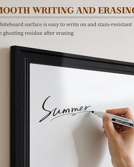 Large White Board for Wall, 36'' x 24'' Magnetic Dry Erase Board, Decorative Whiteboard, Black Vintage Wooden Frame