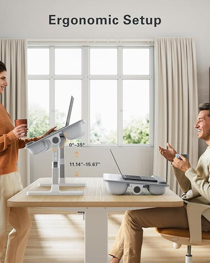 HUANUO Laptop Bed Desk, Laptop Tray Computer Lap Desk for Bed Couch Sofa, Bed Tray for Working, Eating, Foldable Lap Stand Table with Height Adjustment & 35° Adjustable Tilt Angle, HNLD19G