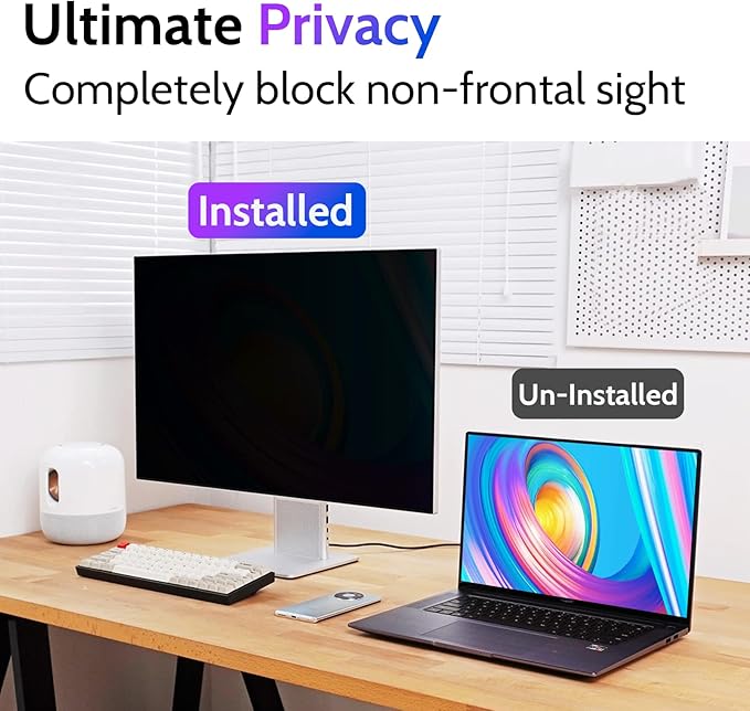 Peslv Computer Privacy Screen 24 Inch for 16:9 Widescreen Monitor, Removable 24inch Anti Blue Light Anti Glare Monitor Privacy Filter Shield (20 15/16" x 11 13/16")