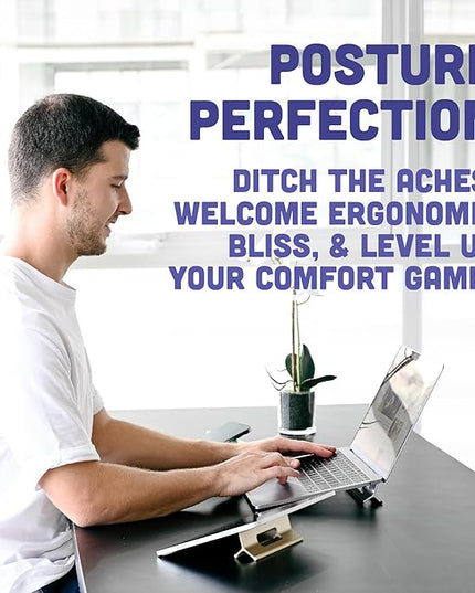 Steepy Portable Laptop Stand for Desk – Adjustable Height, & Portable Laptop Holder – Ergonomic Computer Stand for Cooling & Comfort – Slip-Proof, Sturdy Design – Universal Fit for 13-17 Inch Devices