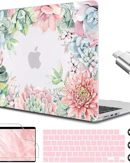 CISSOOK Compatible with MacBook Air 13.6 Inch Case 2022 2024 2025 Release M2 M3 M4, Succulent Plants Cover with Keyboard Cover USB Adapter for MacBook Air 13.6 inch A2681 A3113 A3240- Succulents