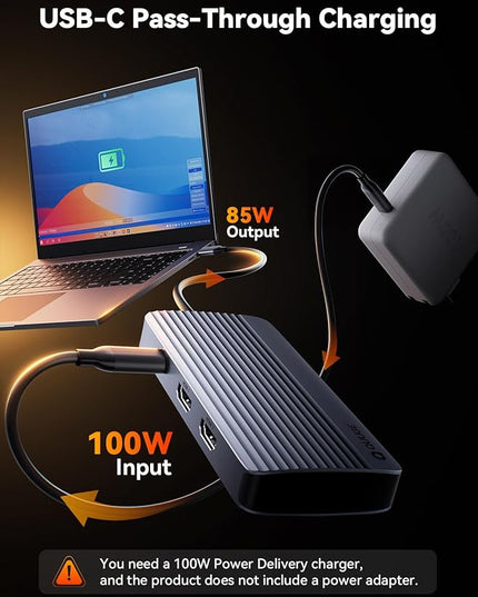 QUUGE Docking Station Dual Monitor 2 HDMI, 7 in 1 USB C Hub with Dual HDMI 4K, PD Charging, 5Gbps USB 3.0, 3 USB2.0, USB C Docking Station for MacBook Pro/Dell XPS/HP/Lenovo/Surface/Yoga etc