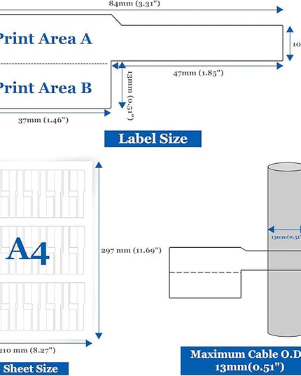 Mr-Label® (20 Sheets, 600 Labels) Blue Self-Adhesive Cable Label - Waterproof | Tear Resistant | Durable - with Online Print Tool - for Laser Printer