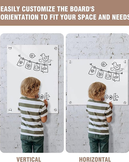 Mifuro Magnetic Glass Whiteboard，24"x18" Wall Mounted Frameless Dry Erase Board for Office, Home & School Ultra White