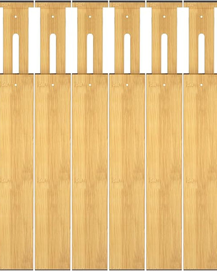 Bamboo Drawer Dividers,17-22" Adjustable Kitchen Drawer Organizer for Clothes,8 Pack Expandable Drawer Organization Separators for Bedroom,Bathroom,Dresser and Office,Natural
