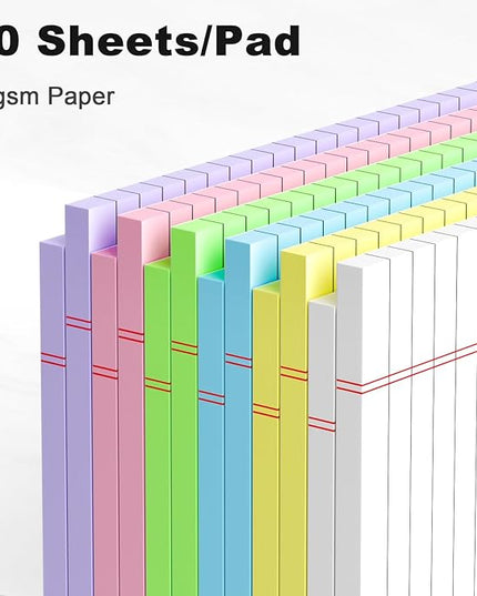 AILZFEI 12pcs Small Legal Pads 5x8 Colored Note Pads Paper College Ruled Notepad Clear Print Writing Pads 5 x 8 Legal Pads Perforated Narrow Ruled Pads of Paper (Multicolor)