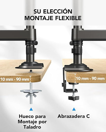 HUANUO 17-32 Inch Dual Monitor Stand, Gas Spring Dual Monitor Mount, Monitor Stand 2 Monitors, Ergonomic Adjustable Tilt/Swivel/Rotate, Weight Max 19.8 lbs, VESA 75/100mm
