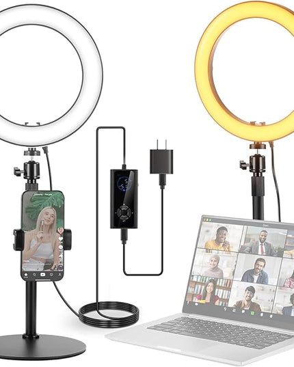 NEEWER 12" 24W High Power Desk Ring Light with Stand/Phone Holder, LED Selfie Video Conference Lighting for iPhone Streaming Makeup Vlog Recording Laptop Computer Webcam Zoom Call Podcast, RH12B