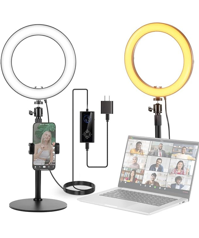 NEEWER 12" 24W High Power Desk Ring Light with Stand/Phone Holder, LED Selfie Video Conference Lighting for iPhone Streaming Makeup Vlog Recording Laptop Computer Webcam Zoom Call Podcast, RH12B