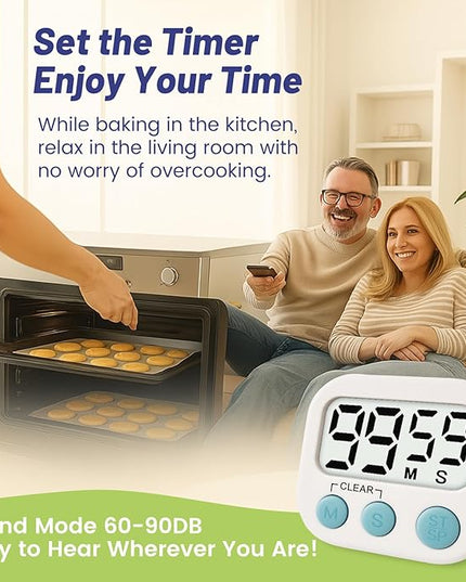 24 Pcs Digital Timer for Kids, Magnetic Countdown Kitchen Timer, Upgrade Loud Alarm Timers for Cooking, Kitchen, Exercise, Work, Study, Classroom, Outdoor Activities, Battery not Including