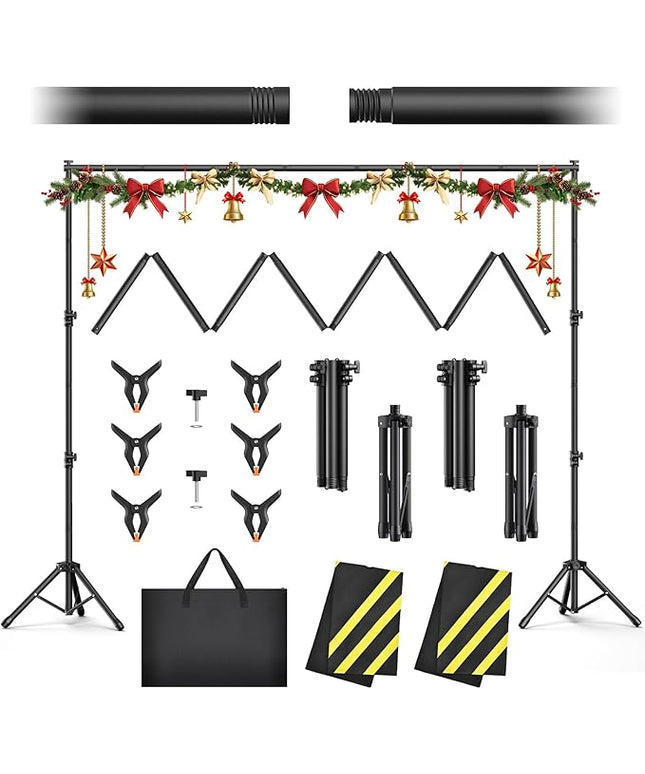 Backdrop Stand 10x7.5ft(WxH), Heavy Duty Adjustable Photo Back Drop Stand kit, Suitable for Party, Photography, Weddings