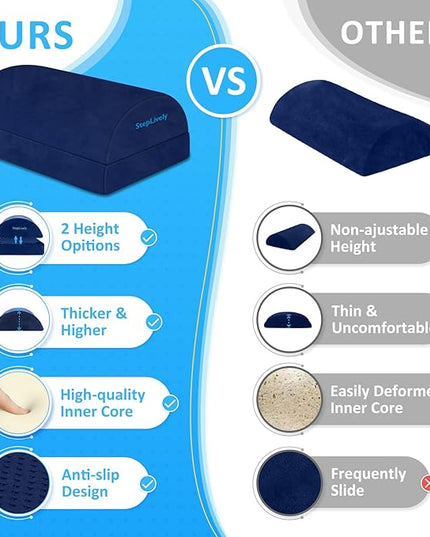 StepLively Foot Rest for Under Desk at Work, Comfortable Foot Stool with 2 Adjustable Heights, Footrest with Washable Cover, for Back & Hip Pain Relief, Suitable for Office, Home and Car (Blue)