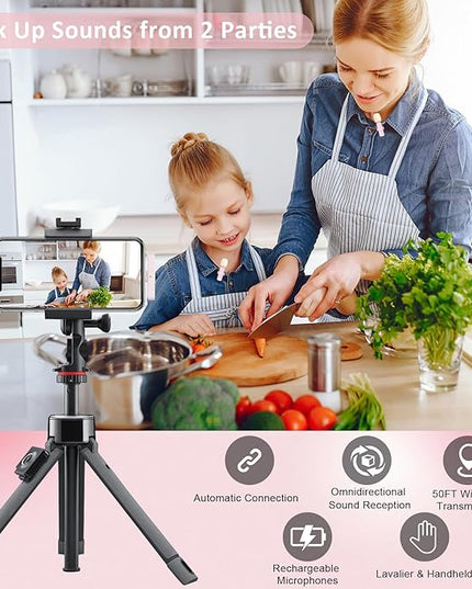 MAYBESTA Mini Wireless Microphone for iPhone, Android: Bluetooth Lavalier Lapel Phone Microphones for YouTube Video Recording - Clip on Mic for Tiktok Interview Podcast Vlog